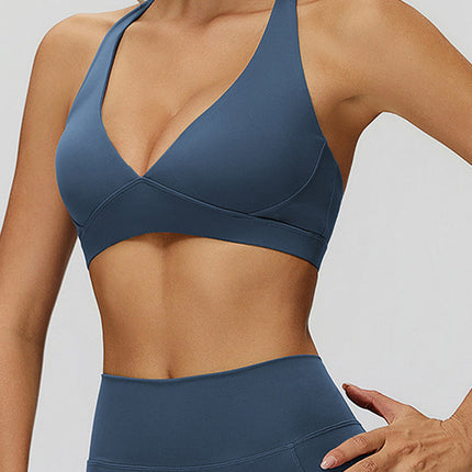 Sleek Back V-Neck Sports Bra-3