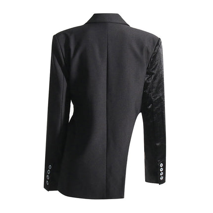 Female Suit Collar Stitching Design Irregular Blazer