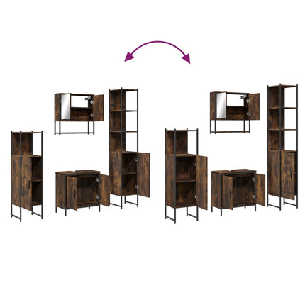 4-Delige Badkamermeubelset Bewerkt Hout Kleurig - XdropX