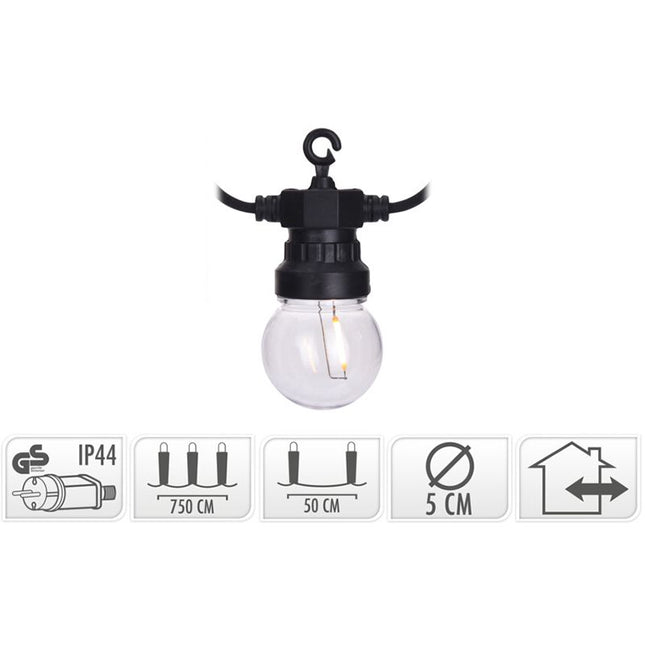 Lichtsnoer Met 10 Led Filament Lampen - Voor Buiten