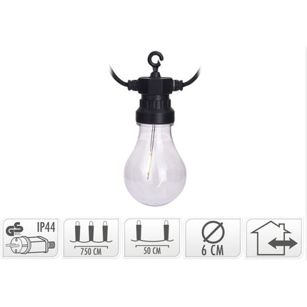 Lichtsnoer Met 10 Led Filament - Diameter 6Cm