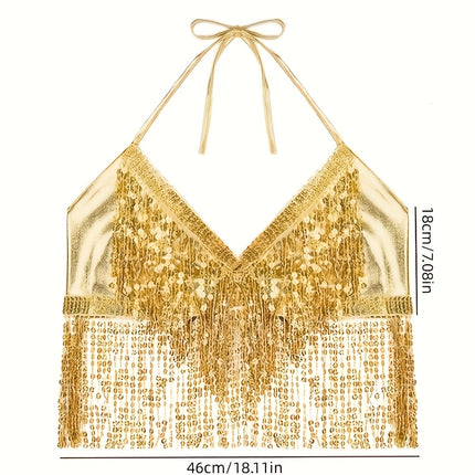 1pc Buikdans Pailletten Fringe Top Nachtclub Optreden Halter BH Danskleding