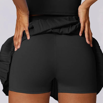 Asymmetrical Pleated Tennis Skirt-3