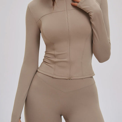 Brushed Stand-Collar Full-Zip Yoga Jacket-2