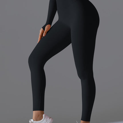 Seamless Solid High-Waist Peach Workout Leggings-3