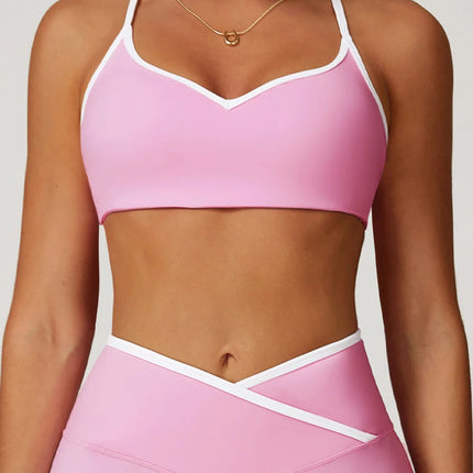 Pastel Colorblock Cut-Out Back Sports Bra-0