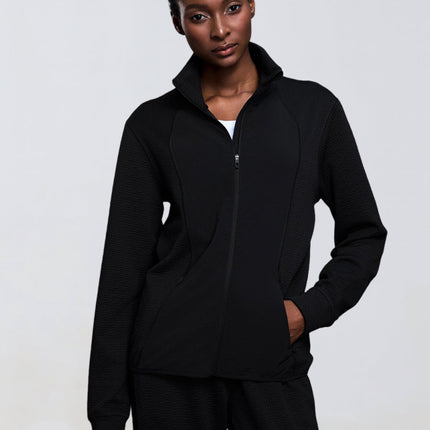 Waffle Stand-Neck Zip Jacket-0