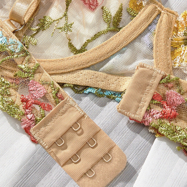Embroidered Floral Sling Underwear Set - XdropX