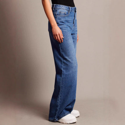 Retro Washed Loose-Fit Denim Jeans For Women