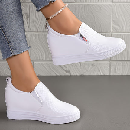 Dames casual instapschoenen voor alle seizoenen met lengteverhogend effect, witte sneakers met plateauzool en sleehak, veelzijdige outdoor loafers in grote maten voor gemakkelijk dragen, buitenlandse handel woon-werk schoenen voor dames, damesschoenen - XdropX