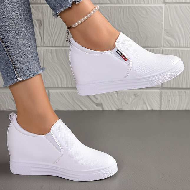 Dames casual instapschoenen voor alle seizoenen met lengteverhogend effect, witte sneakers met plateauzool en sleehak, veelzijdige outdoor loafers in grote maten voor gemakkelijk dragen, buitenlandse handel woon-werk schoenen voor dames, damesschoenen - XdropX