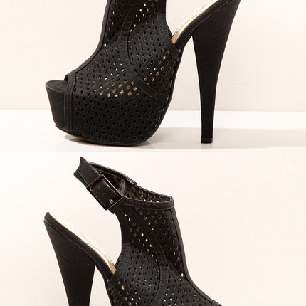 3423-1 latticed platform heels - black