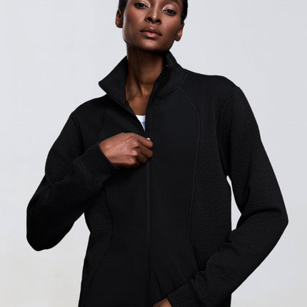 Waffle Stand-Neck Zip Jacket-1