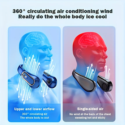 Bladloze Nekventilator, USB Oplaadbare Draagbare Mini Sportventilator, Snelle Koeling en Veilige en Stille Ventilator, 5 Snelheden en Digitaal Display, Zomer Buiten Kampeerventilator