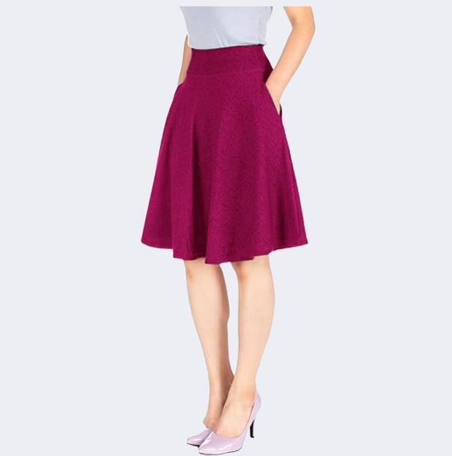 Knee-length A-line Skirt With Pockets Exuding An Elegant And Professional Vibe - XdropX