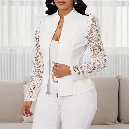 Womens Casual Cardigan-Style Blazer With A Crew Neck