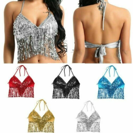 1pc Buikdans Pailletten Fringe Top Nachtclub Optreden Halter BH Danskleding