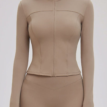 Brushed Stand-Collar Full-Zip Yoga Jacket-0
