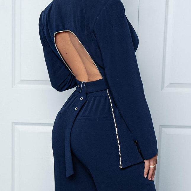 Elegant Sparkling Adjustable Backless Blazer - XdropX
