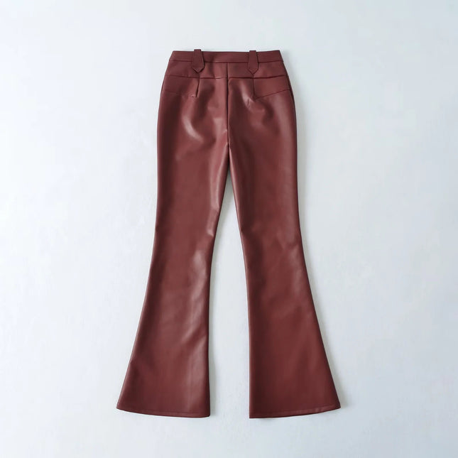 Motorcycle-style High-rise Stretch Straight-leg Bootcut Pants - XdropX