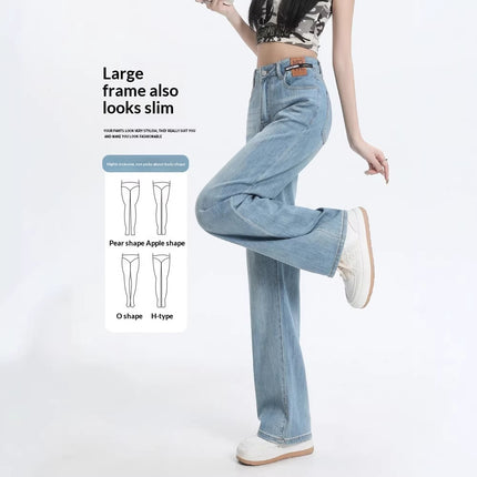 Summer Thin New High Waist Wide Leg Straight Pants In Light Color Tailored Fit For Taller Figures Made From Tencel