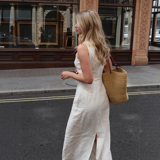 Sleeveless Side-Tie High-Waist Long Skirt Elegant Holiday Dress - XdropX