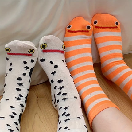 Nieuwe Tuin Aal Halfhoge Sokken Herfst Stijl Schattig Cartoon Japanse Strepen Leuke Eigenzinnige Lange - XdropX