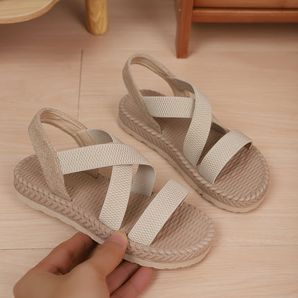 Zomer Meisjes Schoenen Elastische Band Comfortabel Ontwerp Veelzijdige Hak Elastische Band Kruis Elastische Band Design Modieuze Meisjes Zomer Zomer Comfortabele Leuke Schoenen Geschikt voor de Zomer