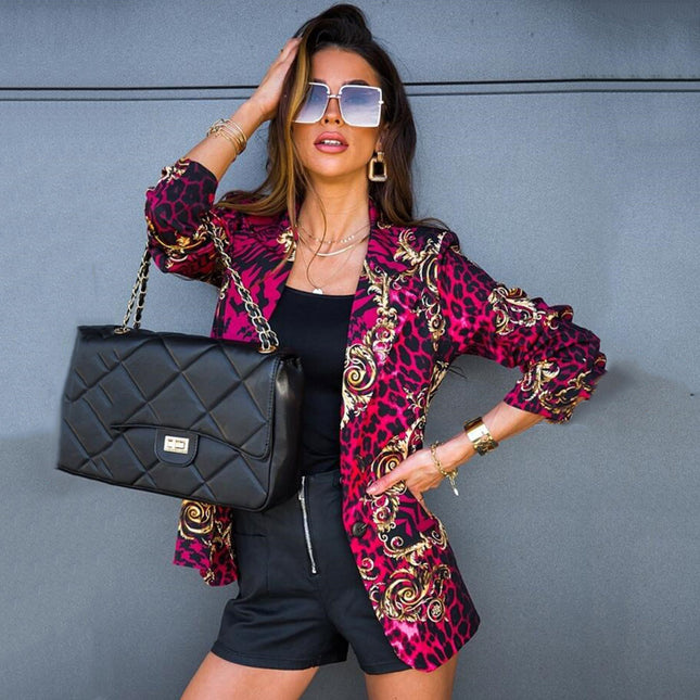 Spring New European And American Women's Long-sleeved Lapel Printed Blazer - XdropX