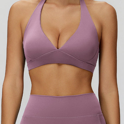 Sleek Back V-Neck Sports Bra-5