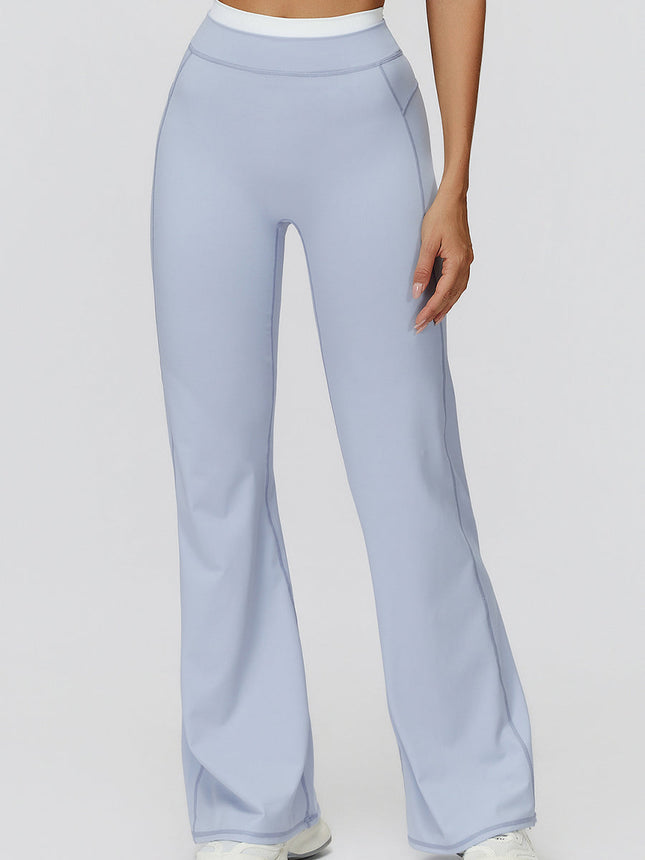 NakedFeel Contrast Ribbed Flare Pants-0