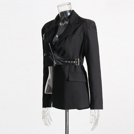 Female Suit Collar Stitching Design Irregular Blazer