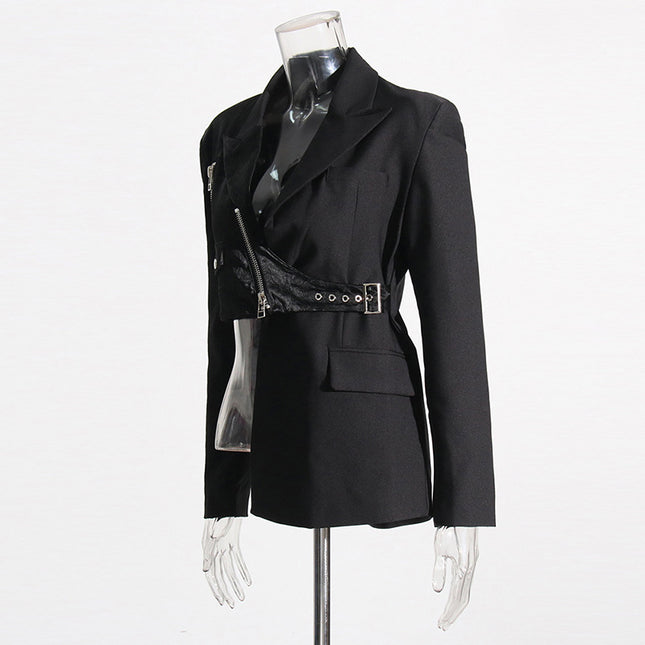 Female Suit Collar Stitching Design Irregular Blazer - XdropX