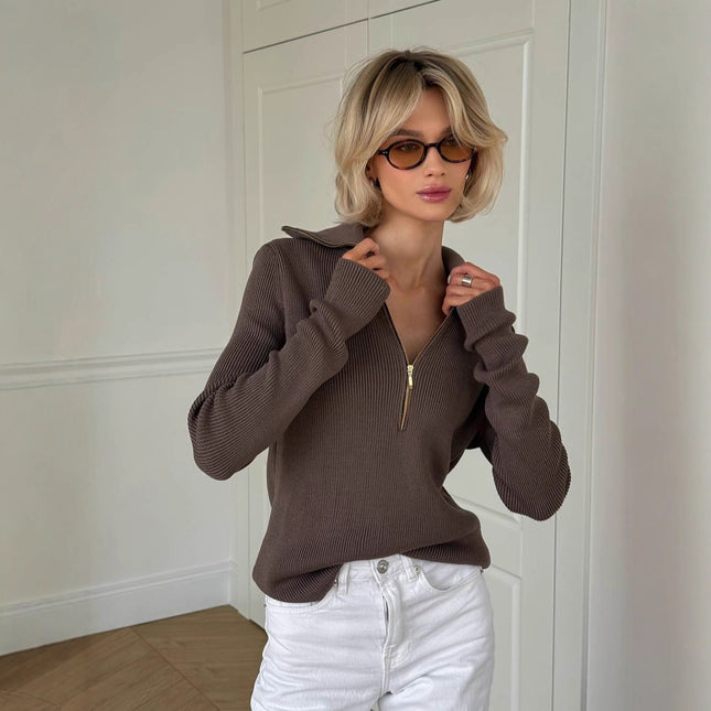 High-end Semi-zip Slimming Casual Sweater - XdropX