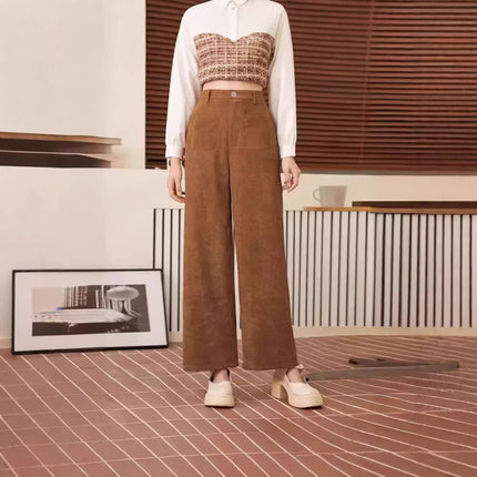 Corduroy Slim-fit Straight-leg Pants For Women