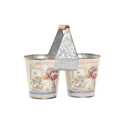 Planter DKD Home Decor Pink Metal Shabby Chic 24 x 12 x 23 cm-0