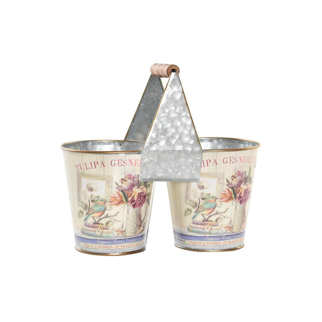 Planter DKD Home Decor Pink Metal Shabby Chic 24 x 12 x 23 cm-0
