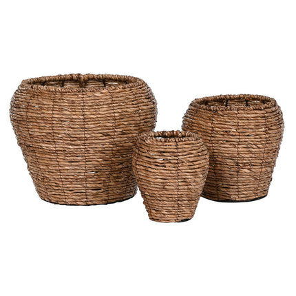 Set of Planters Home ESPRIT Brown Metal Fibre 41 x 41 x 32 cm-1