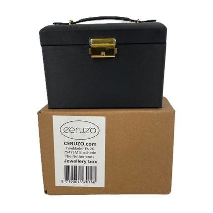 Ceruzo Sieradendoos Met Spiegel - Juwelenkistje - Zwart - XdropX