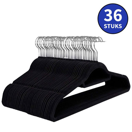Ceruzo 36 X Anti-Slip Kledinghangers Met Broeklat - Zwart - XdropX