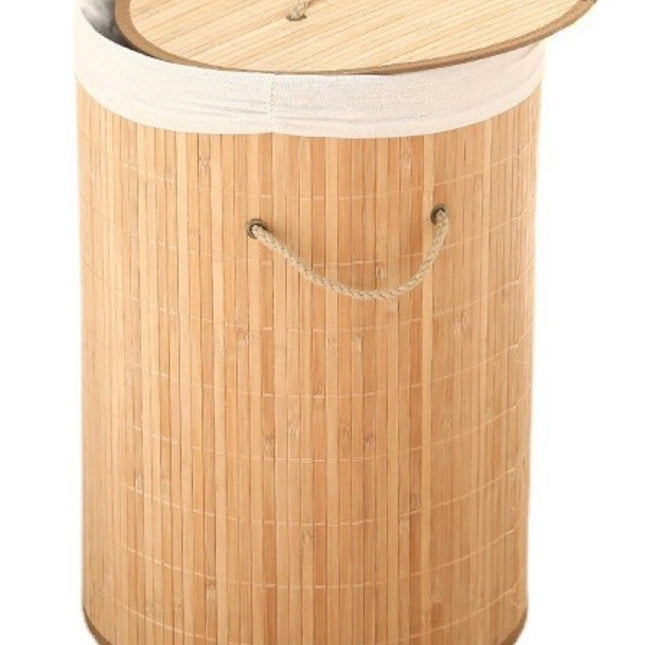 Ceruzo Wasmand Met Deksel - Bamboe - Rond - 48 Liter - XdropX