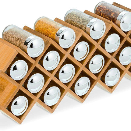 Ceruzo Kruidenrek Met 18 Glazen Kruidenpotjes - Met Labels En Stift