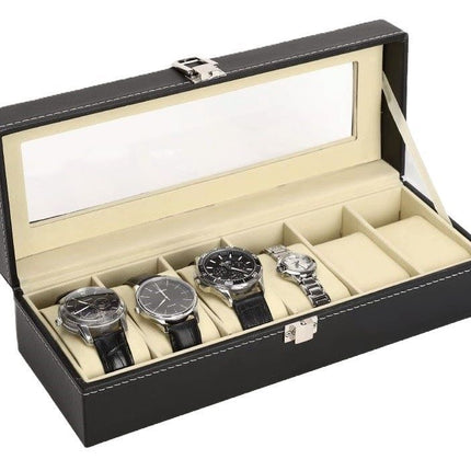 Ceruzo Horlogebox - Voor 6 Horloges - Zwart - XdropX