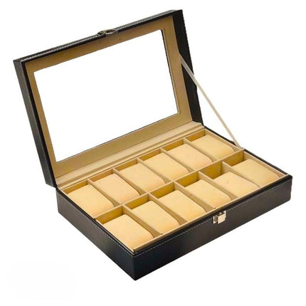 Ceruzo Horlogebox - Voor 12 Horloges - Zwart - XdropX