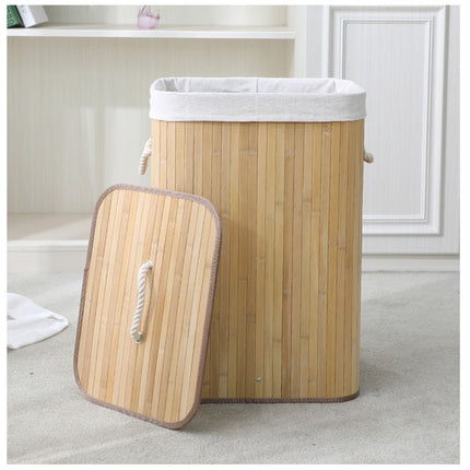 Ceruzo Bamboe Wasmand Met Deksel - 72L - Naturel - XdropX