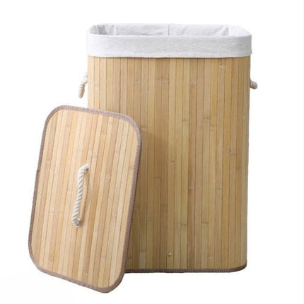 Ceruzo Bamboe Wasmand Met Deksel - 72L - Naturel - XdropX