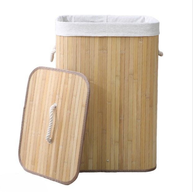 Ceruzo Bamboe Wasmand Met Deksel - 72L - Naturel - XdropX