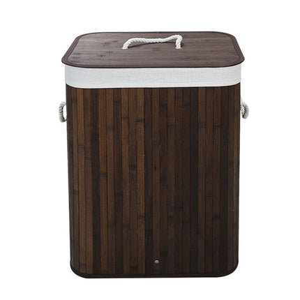Ceruzo Bamboe Wasmand Met Deksel - 72L - Bruin - XdropX