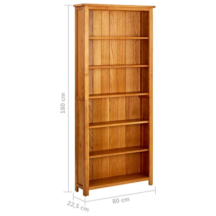 Boekenkast Met 6 Schappen 80X22,5X180 Cm Massief Eikenhout - XdropX