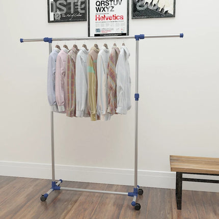 Kledingrek Verstelbaar 165X44X150 Cm Roestvrij Staal Zilver - XdropX